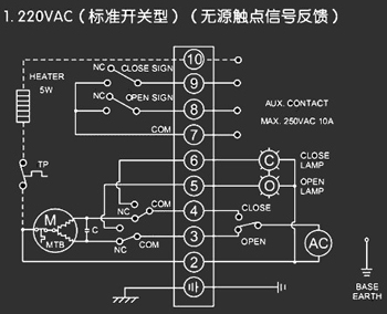 220VAC標準開關型<a href='http://www.njygmd.cn/Product/diefa/diandongdiefa/' target='_blank'>電動<a href='http://www.njygmd.cn/Product/diefa/' target='_blank'>蝶閥</a></a>接線圖