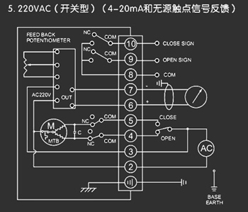 220VAC開關型<a href='http://www.njygmd.cn/Product/diefa/diandongdiefa/' target='_blank'>電動<a href='http://www.njygmd.cn/Product/diefa/' target='_blank'>蝶閥</a></a>接線圖