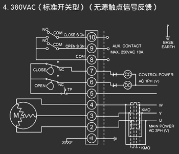 380VAC標準開關型<a href='http://www.njygmd.cn/Product/diefa/diandongdiefa/' target='_blank'>電動<a href='http://www.njygmd.cn/Product/diefa/' target='_blank'>蝶閥</a></a>接線圖
